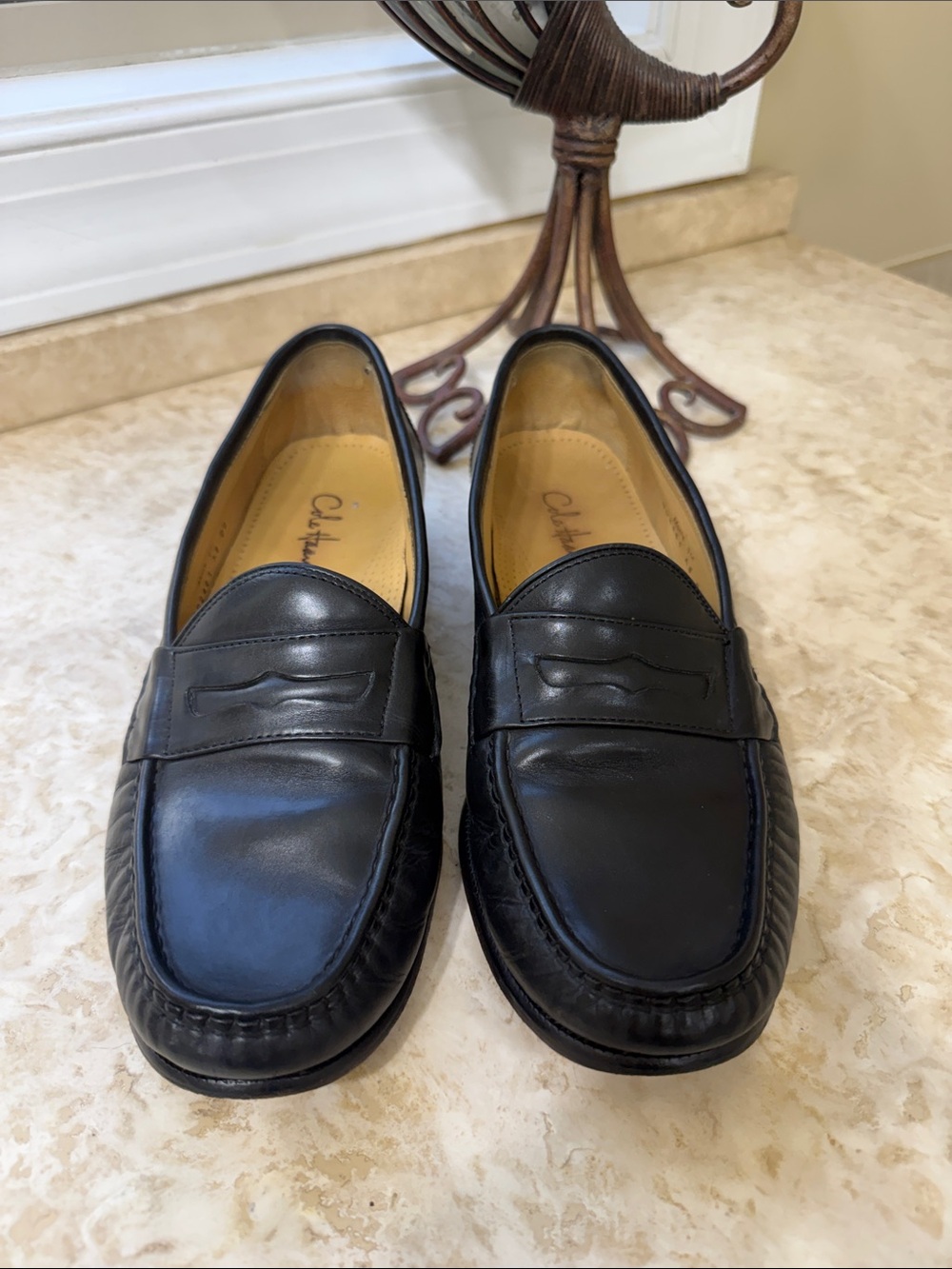 Cole Haan Black Leather Penny Loafers for Men